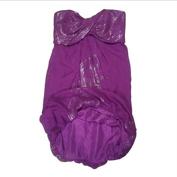 Nicole Miller Diossa Luna Strapless Mini Dress Magenta Purple Size 0 - Picture 9 of 14